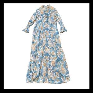 Vintage 70s Floral Maxi Dress Size 16